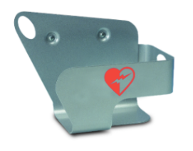 AED wall bracket in white and red