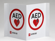 Traditional tent-style AED wall sign