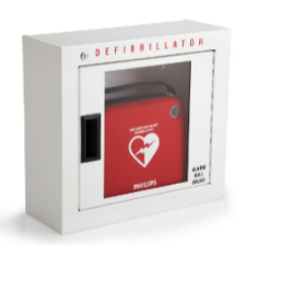 Bilingual surface mounted alarmed AED cabinet