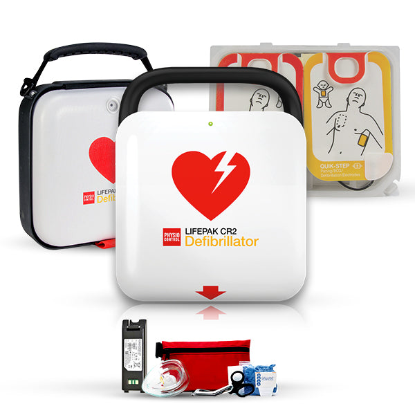 Stryker LIFEPAK CR2 AED package with carrying case and replacement accessories